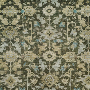 HomeRoots 8' X 10' Washable Floral Area Rug in Olive Green, Teal Blue & Gold – Perfect for Indoor & Outdoor Use! 688750