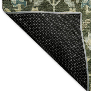 HomeRoots 8' X 10' Washable Floral Area Rug in Olive Green, Teal Blue & Gold – Perfect for Indoor & Outdoor Use! 688750