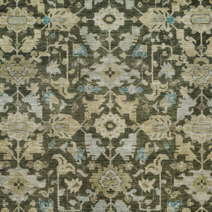 HomeRoots 9' Timeless Floral Olive Green and Teal Blue Washable Area Rug for Indoor and Outdoor Elegance 688751