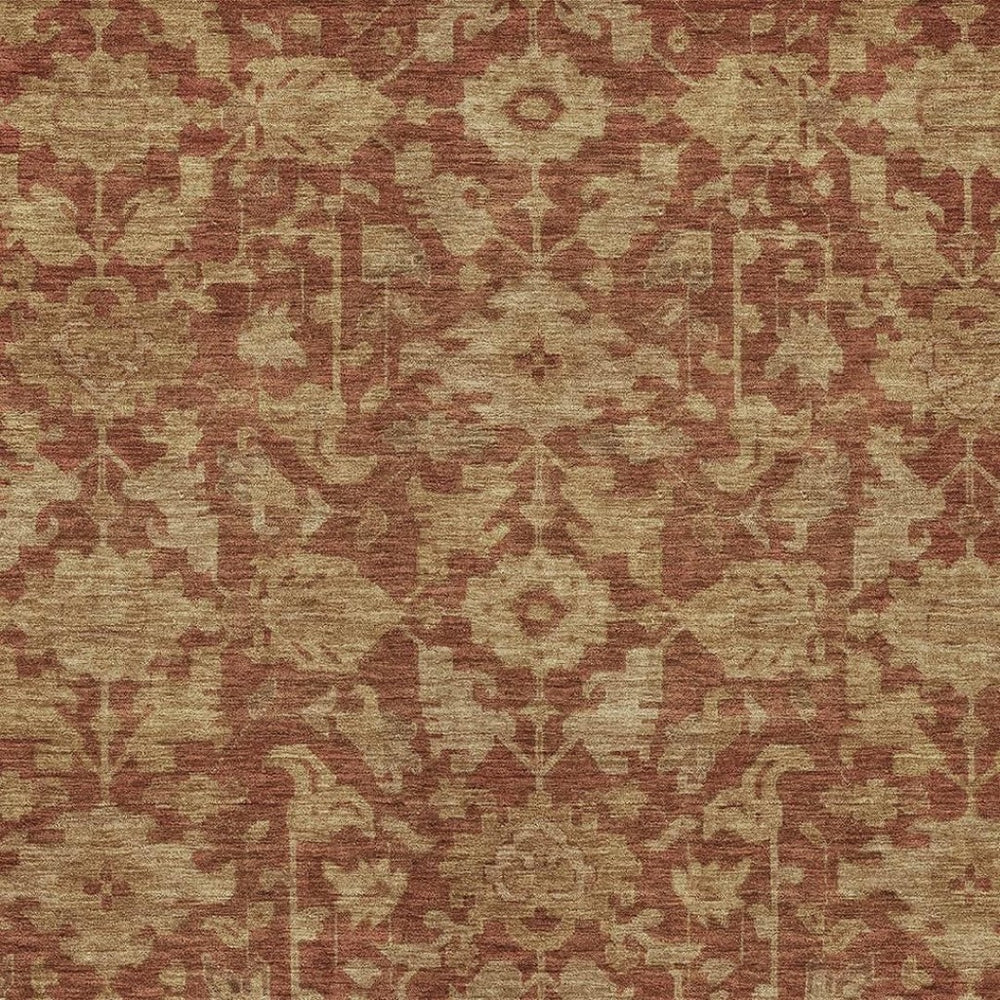 HomeRoots 8' X 10' Washable Rust and Beige Floral Area Rug – Durable, Stylish Indoor/Outdoor Solution for Any Space 688756