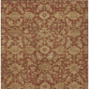HomeRoots 8' X 10' Washable Rust and Beige Floral Area Rug – Durable, Stylish Indoor/Outdoor Solution for Any Space 688756