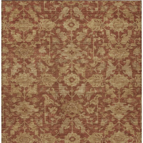 HomeRoots 8' X 10' Washable Rust and Beige Floral Area Rug – Durable, Stylish Indoor/Outdoor Solution for Any Space 688756