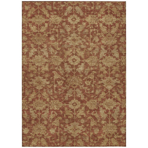 HomeRoots 8' X 10' Washable Rust and Beige Floral Area Rug – Durable, Stylish Indoor/Outdoor Solution for Any Space 688756