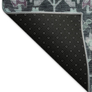 HomeRoots 5' Teal Blue & Plum Floral Washable Area Rug - Durable, Stylish, Indoor/Outdoor Design for Every Home 688760
