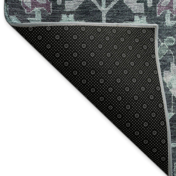 HomeRoots 5' Teal Blue & Plum Floral Washable Area Rug - Durable, Stylish, Indoor/Outdoor Design for Every Home 688760