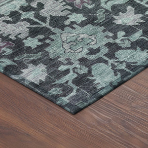 HomeRoots 8' Teal Blue & Plum Floral Area Rug - Vibrant, Machine-Washable Indoor/Outdoor Decor for Any Space 688761