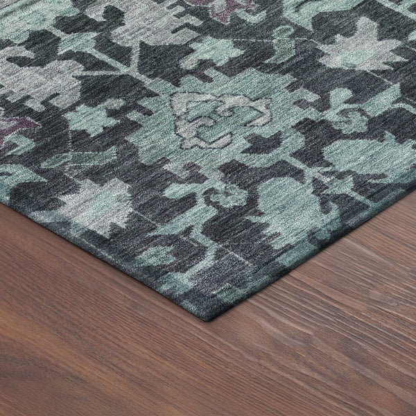 HomeRoots 8' Teal Blue & Plum Floral Area Rug - Vibrant, Machine-Washable Indoor/Outdoor Decor for Any Space 688761