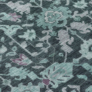HomeRoots 8' Teal Blue & Plum Floral Area Rug - Vibrant, Machine-Washable Indoor/Outdoor Decor for Any Space 688761