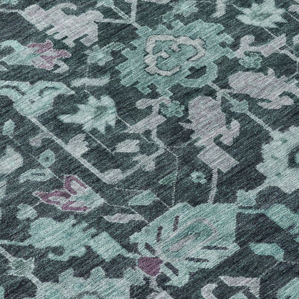 HomeRoots 8' Teal Blue & Plum Floral Area Rug - Vibrant, Machine-Washable Indoor/Outdoor Decor for Any Space 688761