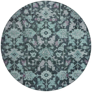 HomeRoots 8' Teal Blue & Plum Floral Area Rug - Vibrant, Machine-Washable Indoor/Outdoor Decor for Any Space 688761
