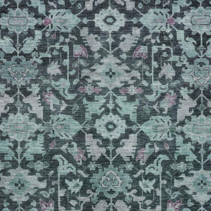 HomeRoots 9' Teal Blue & Plum Floral Washable Area Rug - Durable Indoor/Outdoor Design for High-Traffic Spaces 688763