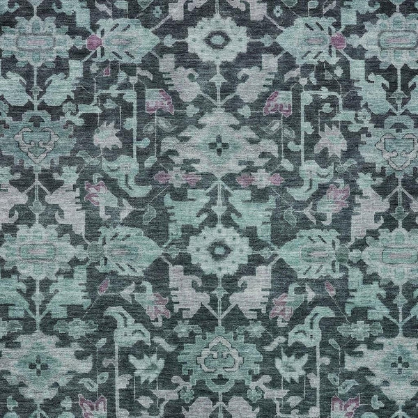 HomeRoots 9' Teal Blue & Plum Floral Washable Area Rug - Durable Indoor/Outdoor Design for High-Traffic Spaces 688763