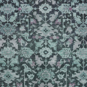 HomeRoots 10' Teal Blue & Plum Floral Washable Area Rug - Durable, Stylish Indoor/Outdoor Carpet for All Spaces 688764