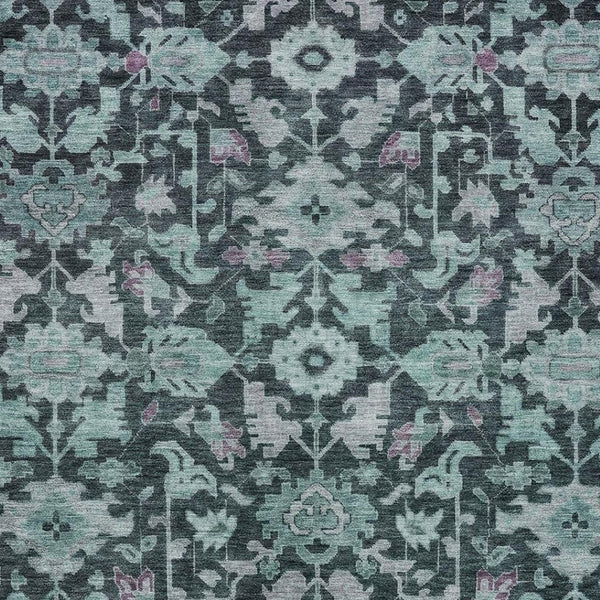 HomeRoots 10' Teal Blue & Plum Floral Washable Area Rug - Durable, Stylish Indoor/Outdoor Carpet for All Spaces 688764