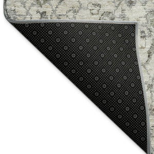 HomeRoots 5' X 8' Beige and Gray Damask Washable Area Rug - Durable, Stylish, Perfect for Indoor & Outdoor Use! 688766