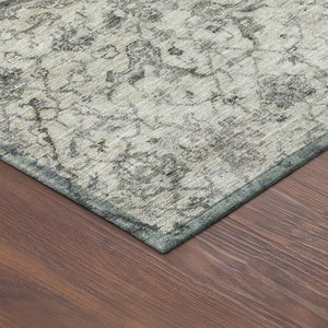 HomeRoots 5' X 8' Beige and Gray Damask Washable Area Rug - Durable, Stylish, Perfect for Indoor & Outdoor Use! 688766