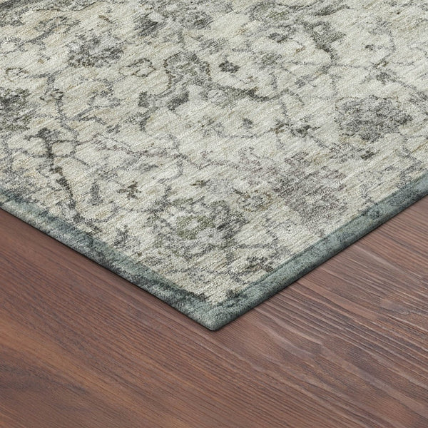 HomeRoots 5' X 8' Beige and Gray Damask Washable Area Rug - Durable, Stylish, Perfect for Indoor & Outdoor Use! 688766