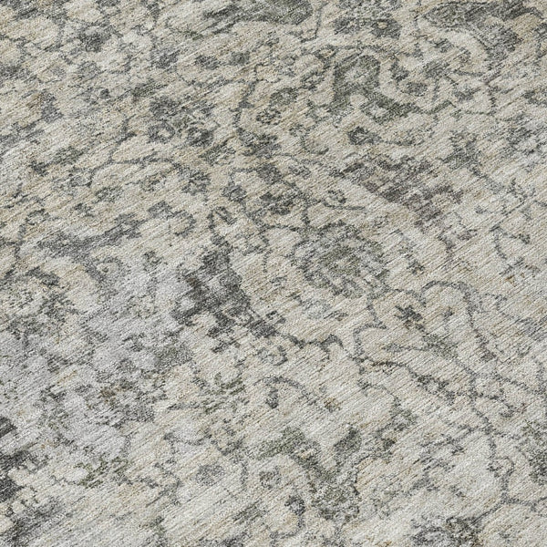 HomeRoots 5' X 8' Beige and Gray Damask Washable Area Rug - Durable, Stylish, Perfect for Indoor & Outdoor Use! 688766