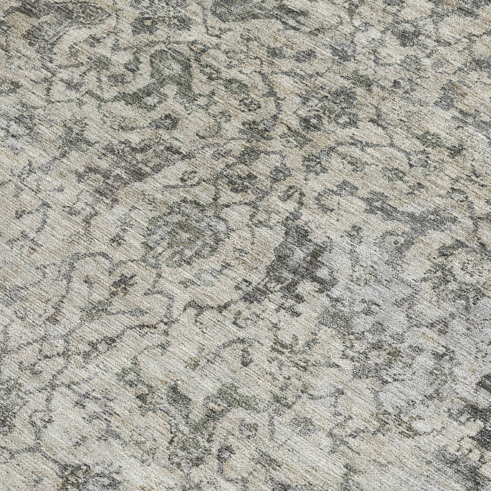 HomeRoots 9' X 12' Beige and Gray Damask Washable Area Rug - Stylish Indoor/Outdoor Decor for High-Traffic Spaces 688769