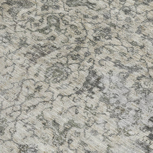 HomeRoots 9' X 12' Beige and Gray Damask Washable Area Rug - Stylish Indoor/Outdoor Decor for High-Traffic Spaces 688769