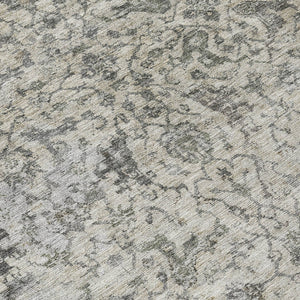 HomeRoots 9' X 12' Beige and Gray Damask Washable Area Rug - Stylish Indoor/Outdoor Decor for High-Traffic Spaces 688769