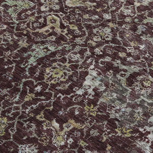 HomeRoots 5' Elegant Burgundy and Gray Damask Area Rug - Washable, Durable for Indoor & Outdoor Spaces 688772