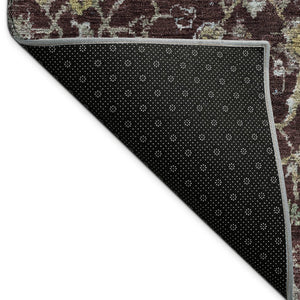 HomeRoots 5' Elegant Burgundy and Gray Damask Area Rug - Washable, Durable for Indoor & Outdoor Spaces 688772