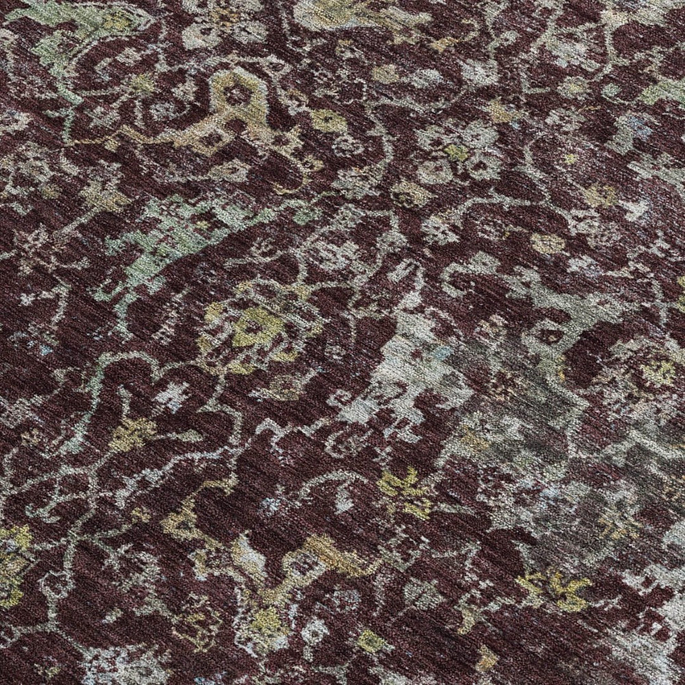 HomeRoots 10' Elegant Burgundy and Gray Damask Washable Area Rug for Indoor/Outdoor Use – Stylish and Durable! 688776