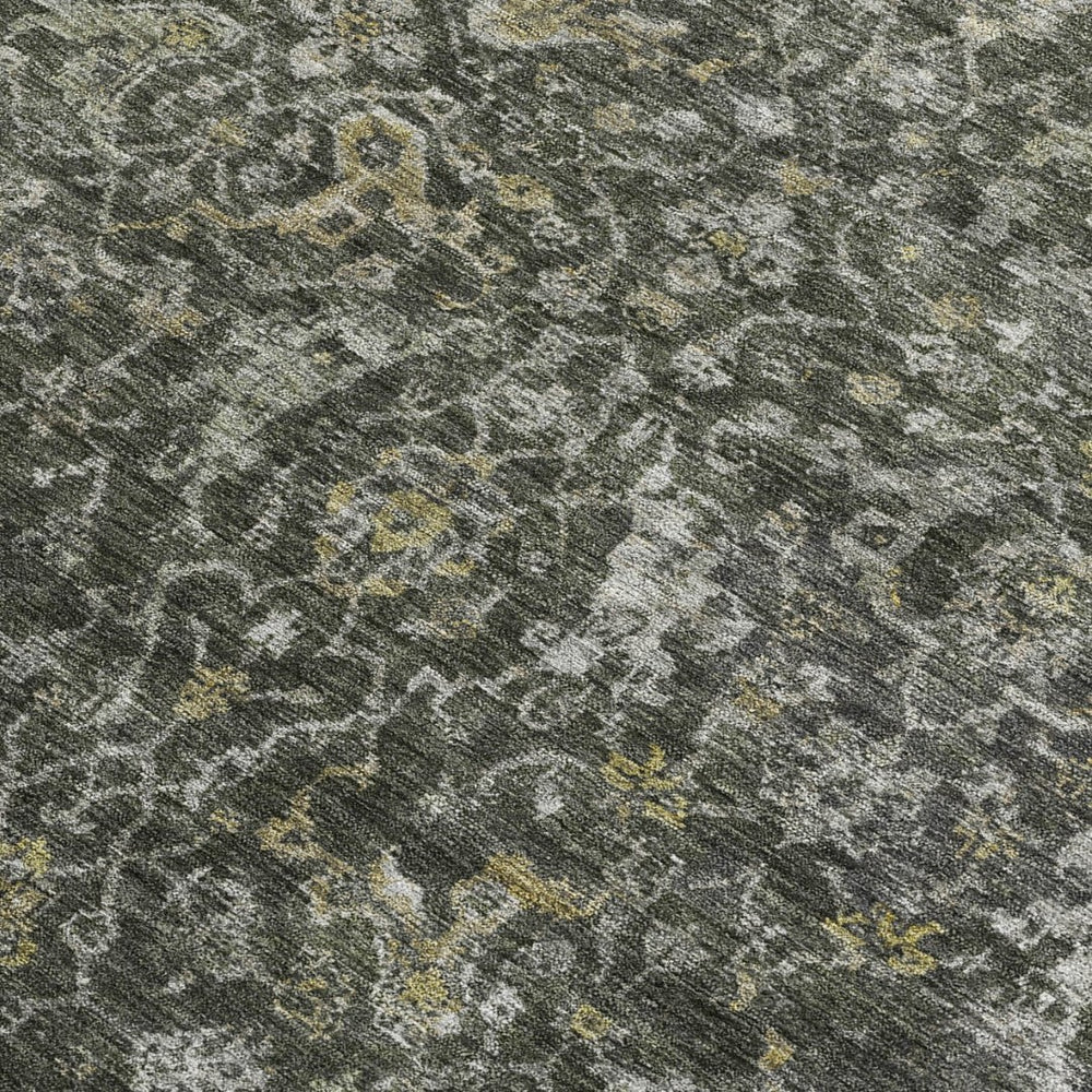 HomeRoots 5' X 8' Elegant Pewter and Gray Damask Area Rug - Washable, Durable for Indoor & Outdoor Living Spaces 688790