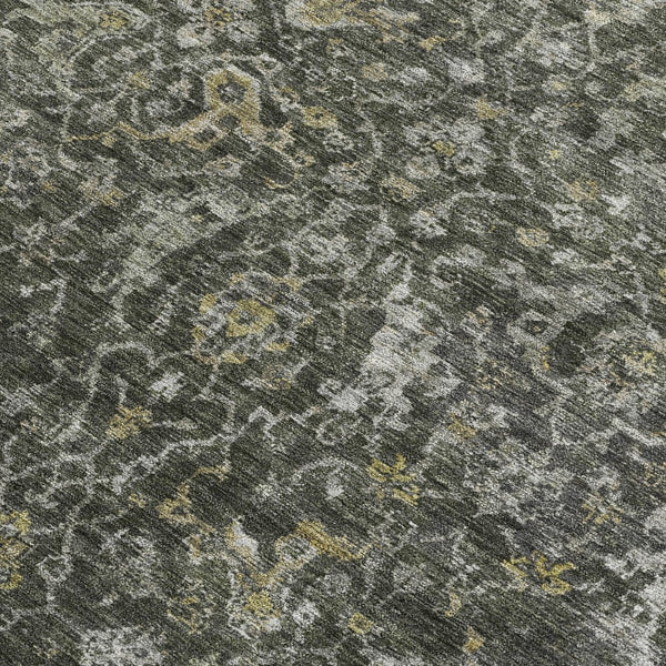 HomeRoots 9' X 12' Stylish Pewter and Gray Damask Area Rug - Durable, Washable Design for Indoor/Outdoor Use 688793