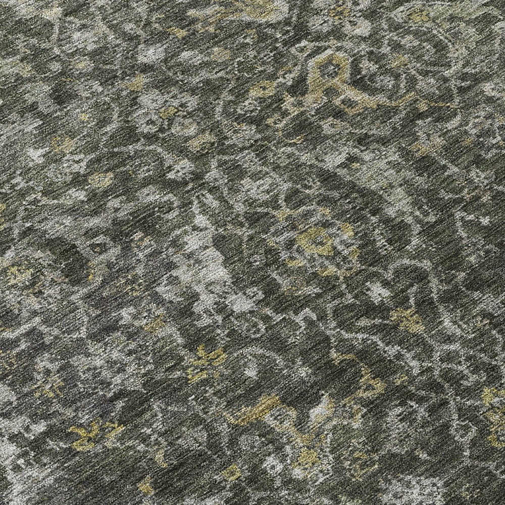 HomeRoots 9' X 12' Stylish Pewter and Gray Damask Area Rug - Durable, Washable Design for Indoor/Outdoor Use 688793