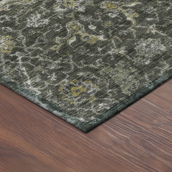 HomeRoots 10' Pewter & Gray Damask Area Rug - Washable, Stain Resistant, Indoor/Outdoor Versatile Design! 688794