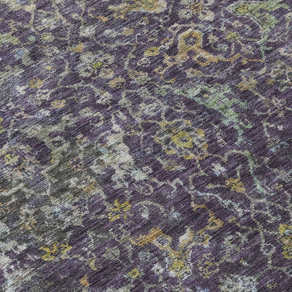 HomeRoots 5' X 8' Plum and Gray Damask Rug - Stylish, Washable Indoor/Outdoor Carpet for High-Traffic Areas 688796