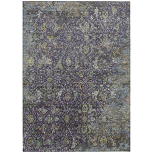 HomeRoots 10' Elegant Plum and Gray Damask Area Rug - Washable, Durable for Indoor & Outdoor Spaces, 10x14 688800