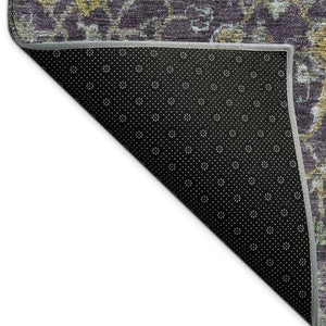 HomeRoots 10' Elegant Plum and Gray Damask Area Rug - Washable, Durable for Indoor & Outdoor Spaces, 10x14 688800