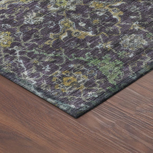 HomeRoots 10' Elegant Plum and Gray Damask Area Rug - Washable, Durable for Indoor & Outdoor Spaces, 10x14 688800