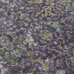 HomeRoots 10' Elegant Plum and Gray Damask Area Rug - Washable, Durable for Indoor & Outdoor Spaces, 10x14 688800