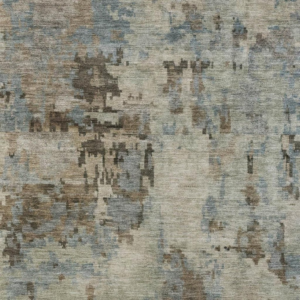 HomeRoots 5' X 8' Modern Abstract Beige Gray Chocolate Area Rug - Washable, Durable for Indoor & Outdoor Use 688808
