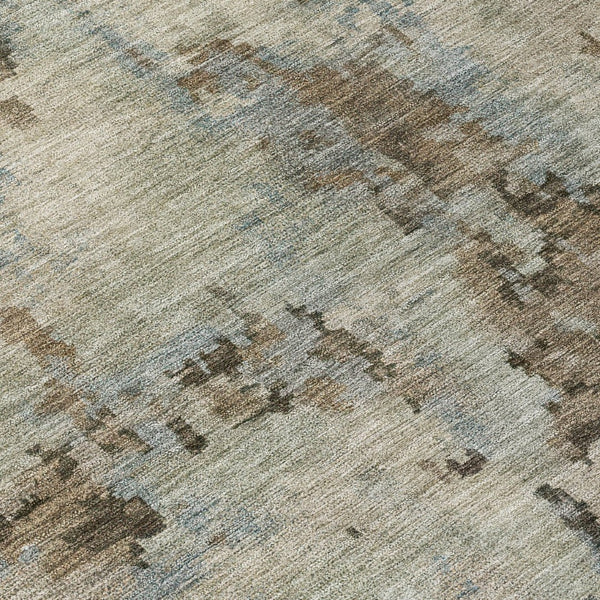 HomeRoots 8' Contemporary Beige Gray Chocolate Round Abstract Washable Rug for Indoor & Outdoor Spaces 688809