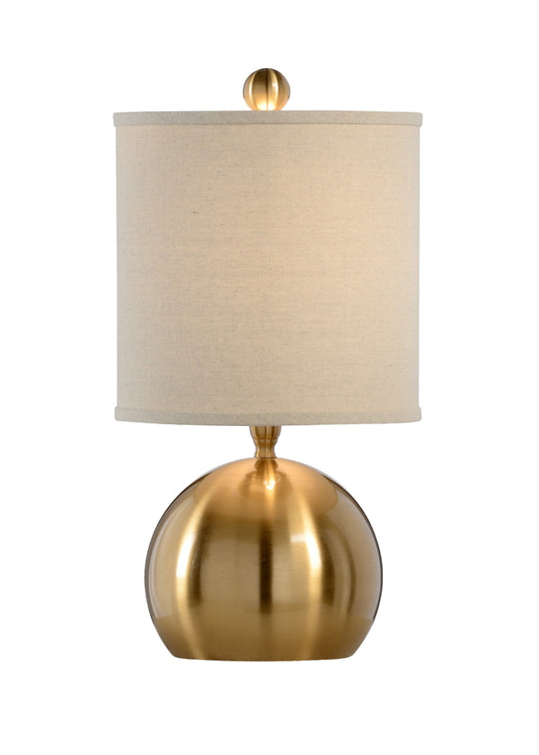 Chelsea House Small Brass Ball Lamp — Compact 19" Brushed Brass Table Lamp With Linen Drum Shade For Cozy, Modern Rooms 68881