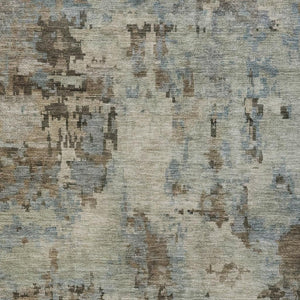 HomeRoots 9' X 12' Abstract Washable Area Rug in Beige, Gray & Chocolate – Versatile Indoor/Outdoor Design! 688811