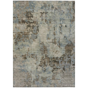 HomeRoots 9' X 12' Abstract Washable Area Rug in Beige, Gray & Chocolate – Versatile Indoor/Outdoor Design! 688811