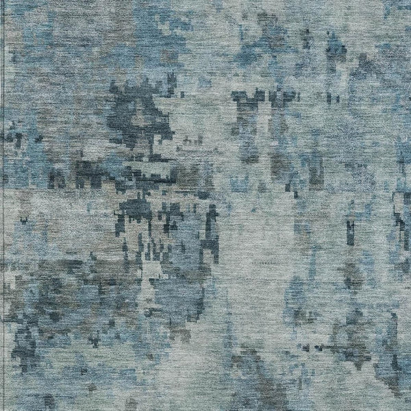 HomeRoots 5' Blue and Gray Abstract Area Rug - Washable, Durable, Stylish Indoor/Outdoor Solution for All Spaces 688814
