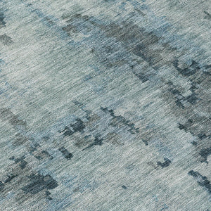 HomeRoots 8' Blue And Gray Round Abstract Rug - Stylish, Washable Indoor/Outdoor Area Rug for High Traffic Spaces 688815