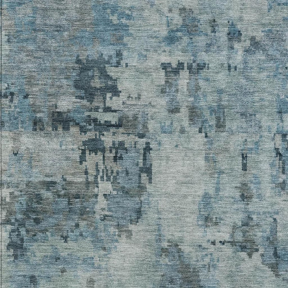 HomeRoots 8' X 10' Stylish Blue and Gray Abstract Washable Area Rug for Indoor and Outdoor High-Traffic Spaces 688816