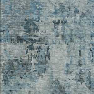 HomeRoots 8' X 10' Stylish Blue and Gray Abstract Washable Area Rug for Indoor and Outdoor High-Traffic Spaces 688816
