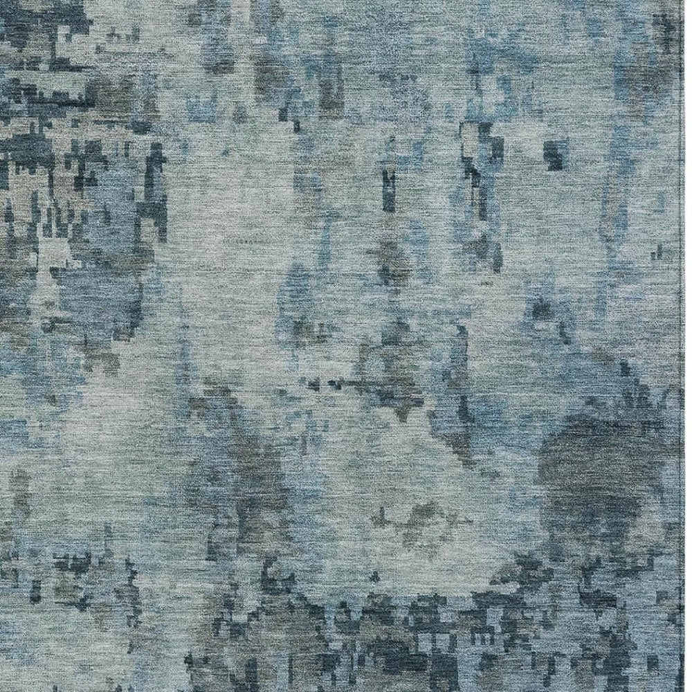 HomeRoots 9' X 12' Blue and Gray Abstract Indoor/Outdoor Area Rug - Durable, Washable, Stylish for Any Space 688817
