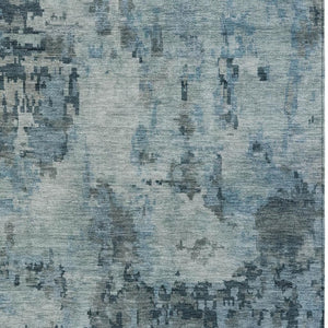 HomeRoots 9' X 12' Blue and Gray Abstract Indoor/Outdoor Area Rug - Durable, Washable, Stylish for Any Space 688817
