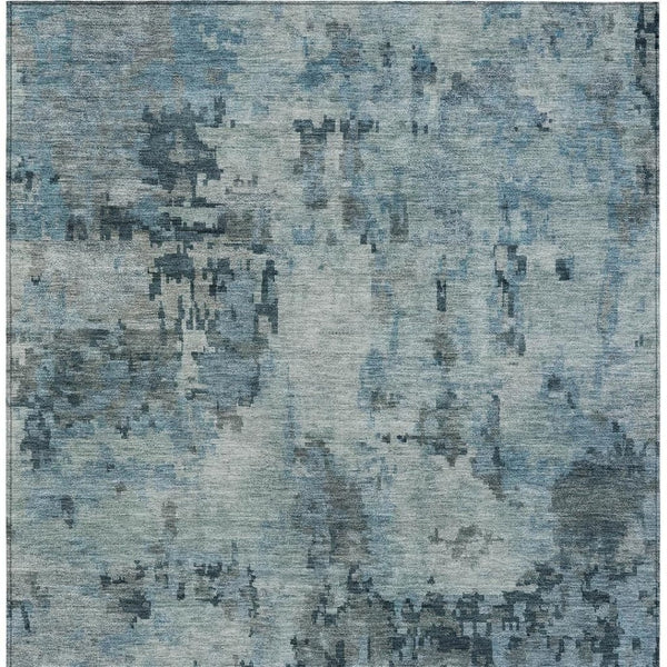 HomeRoots 9' X 12' Blue and Gray Abstract Indoor/Outdoor Area Rug - Durable, Washable, Stylish for Any Space 688817