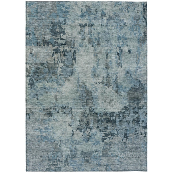 HomeRoots 10' Blue and Gray Abstract Washable Area Rug – Durable Indoor-Outdoor Design for Modern Spaces 688818